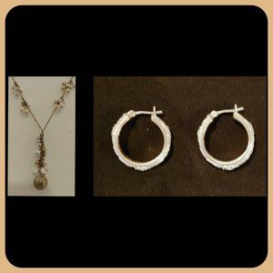 LIZ CLAIBORNE || Drop Necklace & Hoop Earrings
